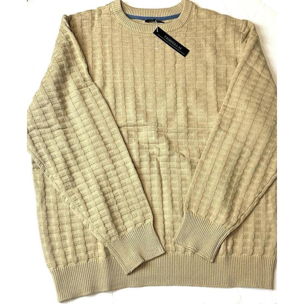Tribekka 44 Men's Oatmeal/TanTextured Crewneck Sweater, Sizes XXL - Picture 4 of 8